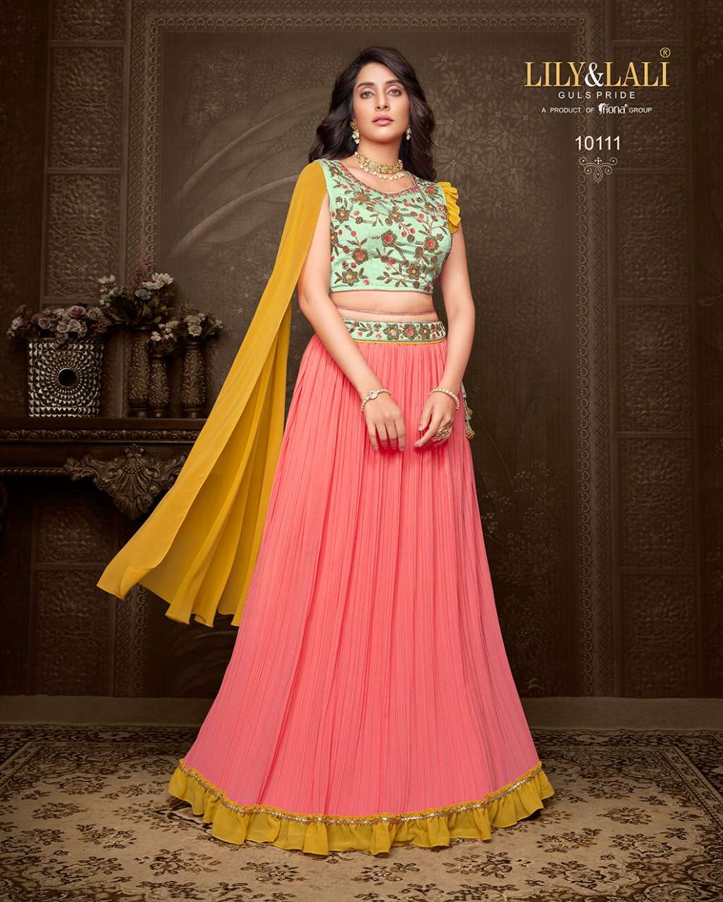 Lily And Lali-tyohar-georgette-handwork-choli-cups-with-inner-georgette-fancy-skirt-attached-dupatta-With Choli-2 Designs-10111